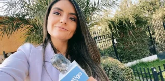 La periodista de Chilevisión Daniela Muñoz en el matinal Contigo en la Mañana