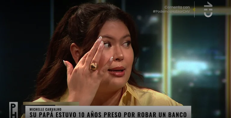 Michelle Carvalho hablando en Chilevisión sobre el arresto de su padre