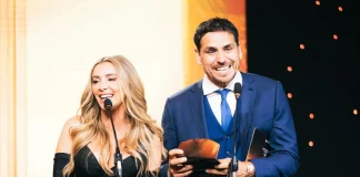 Daniela Urrizola y Pangal Andrade en los Premios Cordillera