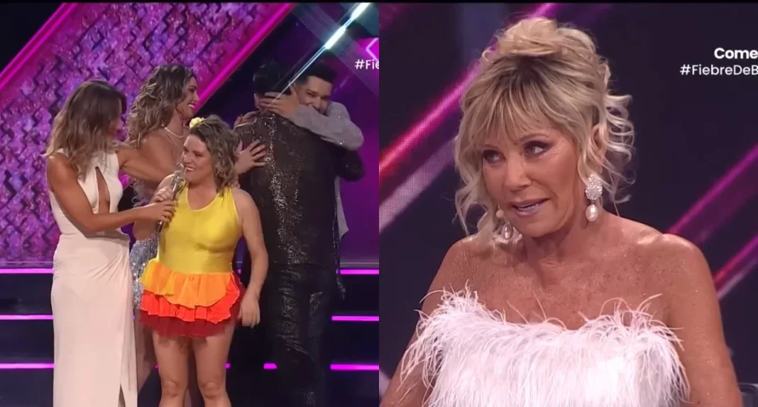 Montaje fotográfico de la comediante María José Quiroz empoderada y la jurado Raquel Argandoña con gesto crítico en 