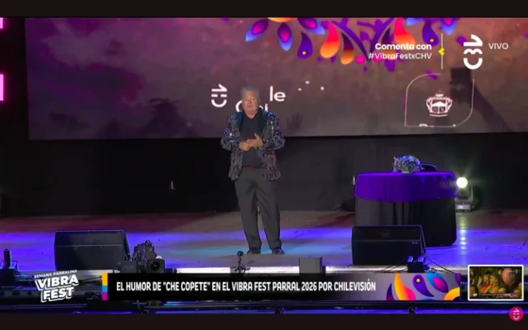 Ernesto Belloni Che Copete rutina fallida en Vibra Fest Parral 2026 transmisión Chilevisión