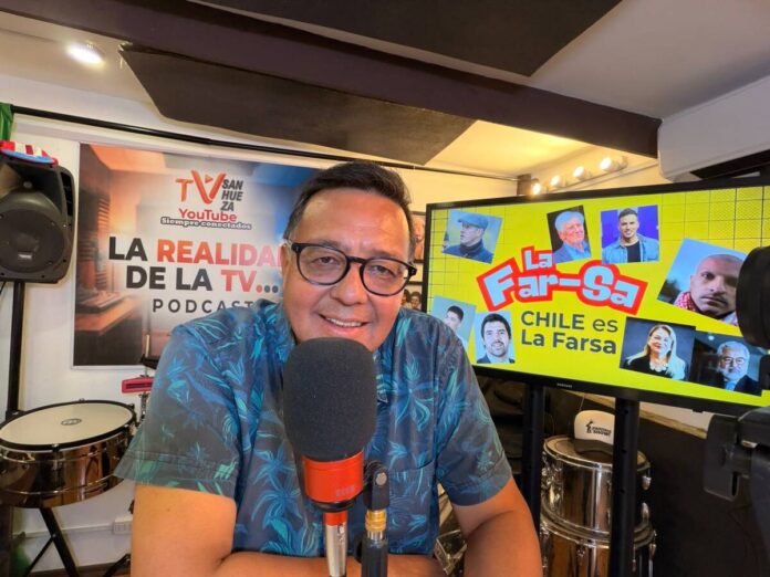 Álvaro Sanhueza, periodista, en registro para TV Sanhueza — revelación nombre productor Jorge Banderas