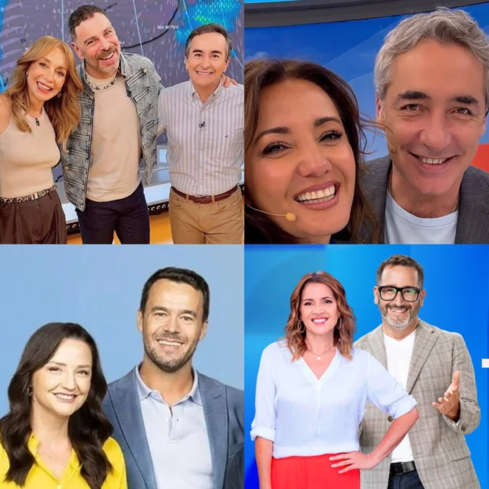 Priscilla Vargas, Michelle Adam y José María del Pino en el set de Tu Día de Canal 13, matinal que quedó segundo en el rating matinal.